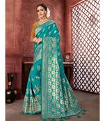 Green Woven banarasi saree with blouse