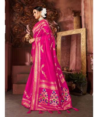 Pink Woven banarasi saree with blouse 2