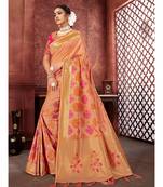 Peach Woven banarasi saree with blouse