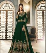 Pakistani Green Embroderi With Stone Work Anarkali Semi Suit