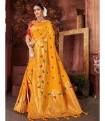 Yellow Woven banarasi saree with blouse