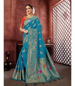 green Woven banarasi saree with blouse