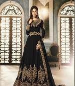 Black Embroderi With Stone Work Anarkali Semi Suit