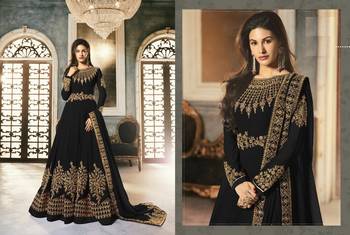 Black Embroderi With Stone Work Anarkali Semi Suit 2