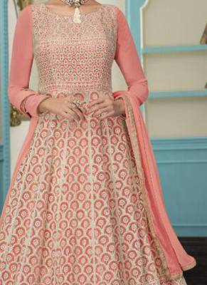 Peach Embroidered Faux Georgette Salwar 2