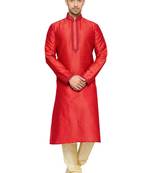 Maroon Embroidered Dupion Silk Kurta Pajama