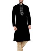 Black Embroidered Dupion Silk Kurta Pajama