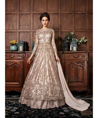 Designer Partywear Lightpeach Foux  Georgette Salwar Suit 1