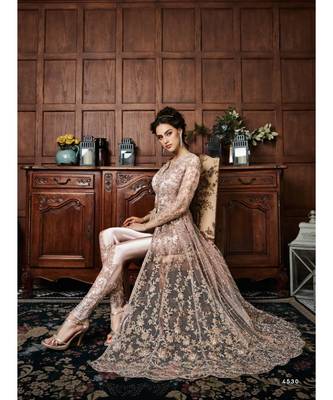 Designer Partywear Lightpeach Foux  Georgette Salwar Suit 2