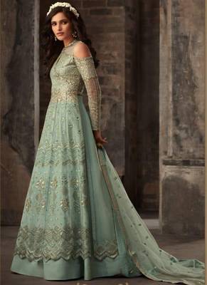 Light-Green Embroidered Net Salwar 2