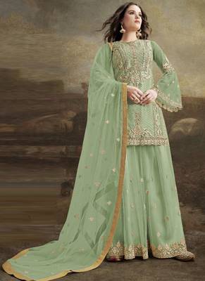 Green Embroidered Net Salwar 1
