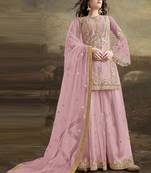 Pink Embroidered Net Salwar