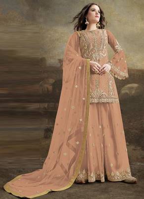 Peach Embroidered Net Salwar 1