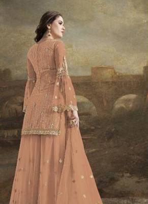 Peach Embroidered Net Salwar 2