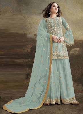 Blue Embroidered Net Salwar 1