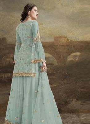 Blue Embroidered Net Salwar 2