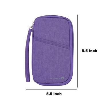 Purple Travel Wallet Document Organizer Bag, Passport Holder Bag 1 Pcs Set 4