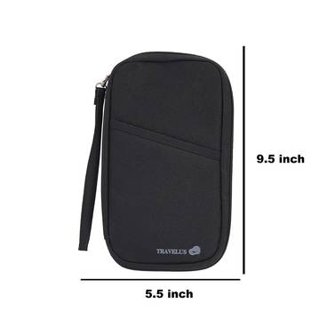 Black Travel Wallet Document Organizer, Family Passport Holder Bag 1 Pcs Set 4