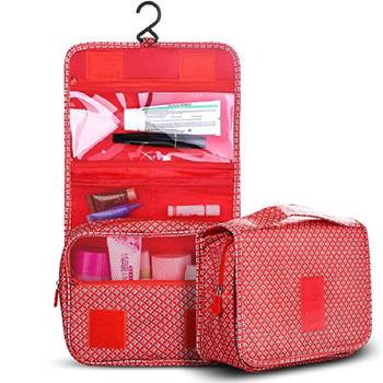 Red Multi Functional Toiletry Bag Cosmetic Organizer Bag 1 Pcs Set 2