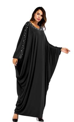 Women'S Black Color Pearl Work Abaya Burkha With Dupatta 5