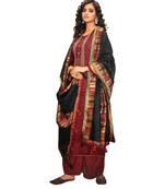 Maroon Embroidered Cotton Unstitched Salwar
