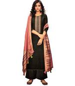 Black Embroidered Cotton Unstitched Salwar