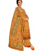 Yellow Embroidered Cotton Unstitched Salwar