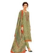Green Embroidered Cotton Unstitched Salwar