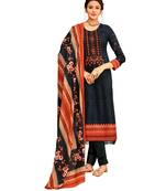 Grey Embroidered Cotton Unstitched Salwar