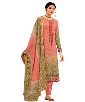 Pink Embroidered Cotton Unstitched Salwar 1