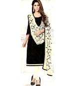Black Embroidered Cotton Unstitched Salwar