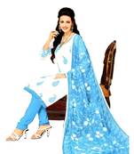 White Embroidered Cotton Unstitched Salwar