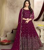 Rani-pink embroidered georgette salwar