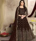 Brown embroidered georgette salwar