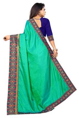 Light green printed art silk saree with blouse 2