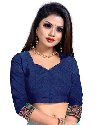 Red printed art silk saree with blouse 4