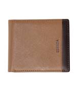 Coffee Color Solid Pattern RFID Two Fold Wallet For Mens