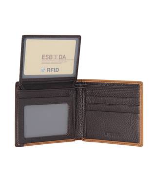 Coffee Color Solid Pattern RFID Two Fold Wallet For Mens 5