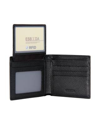 Black Color Solid Pattern RFID Two Fold Wallet For Mens 5