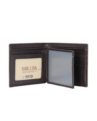 Brown Color Solid Pattern RFID Two Fold Wallet For Mens 5