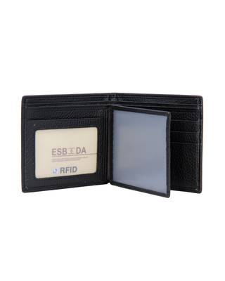 Black Color Solid Pattern RFID Two Fold Wallet For Mens 5