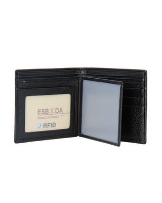 Black Color Solid Pattern RFID Two Fold Wallet For Mens 5