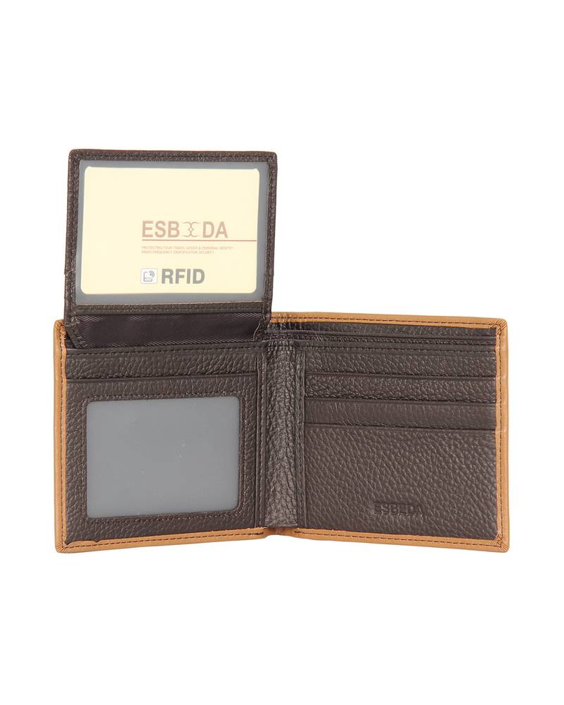 Coffee Color RFID Two Fold Wallet For Men