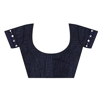 Dark blue printed lycra saree with blouse 5