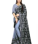 Grey printed lycra saree with blouse