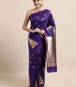 Purple woven silk blend saree with blouse