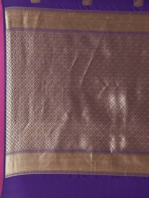 Purple woven silk blend saree with blouse 4