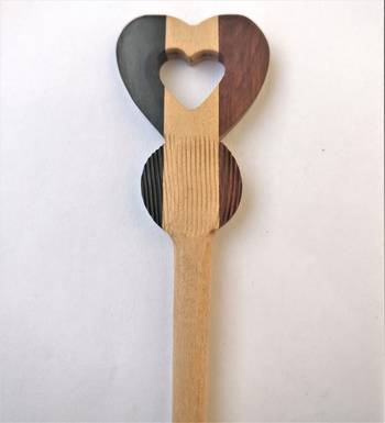 Jain Exports Multicolor Heart design Wooden HairStick  2