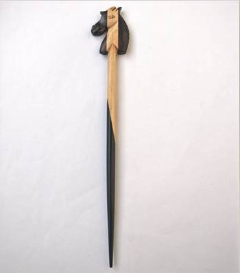 Jain Exports Multicolor Horse face Wooden HairStick 1