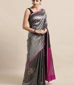 Grey woven silk blend saree with blouse
